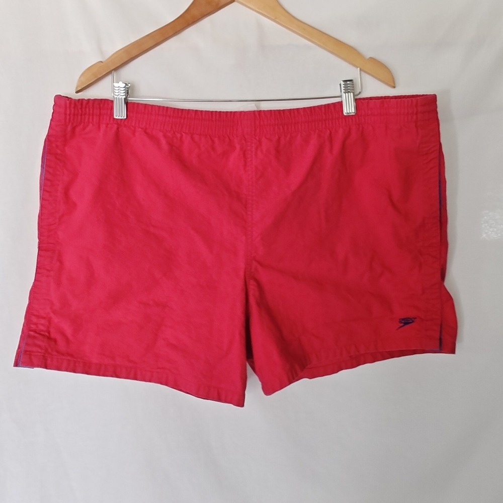 Speedo Swim Shorts Trunks Vintage Red Lined Retro 4.5" Inseam L Large 90s